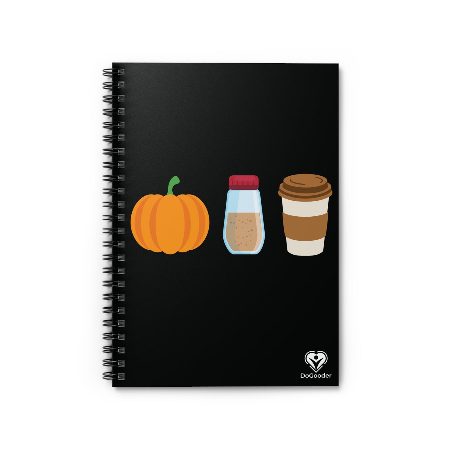 Pumpkin Spice Latte Spiral Notebook - Black