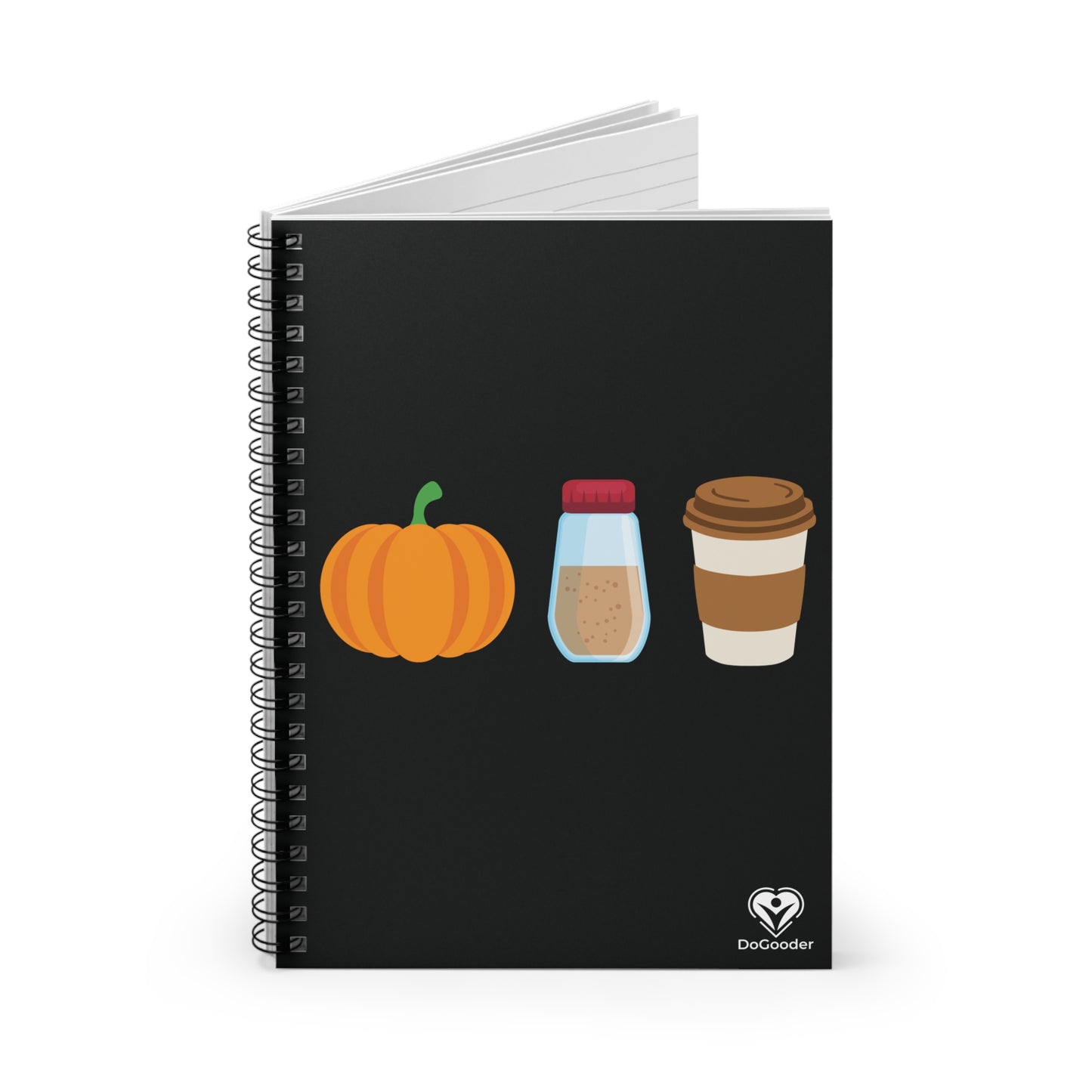 Pumpkin Spice Latte Spiral Notebook - Black