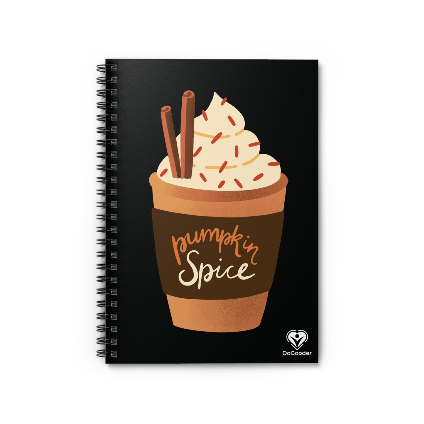 Pumpkin Spice Latte Image Spiral Notebook - Black