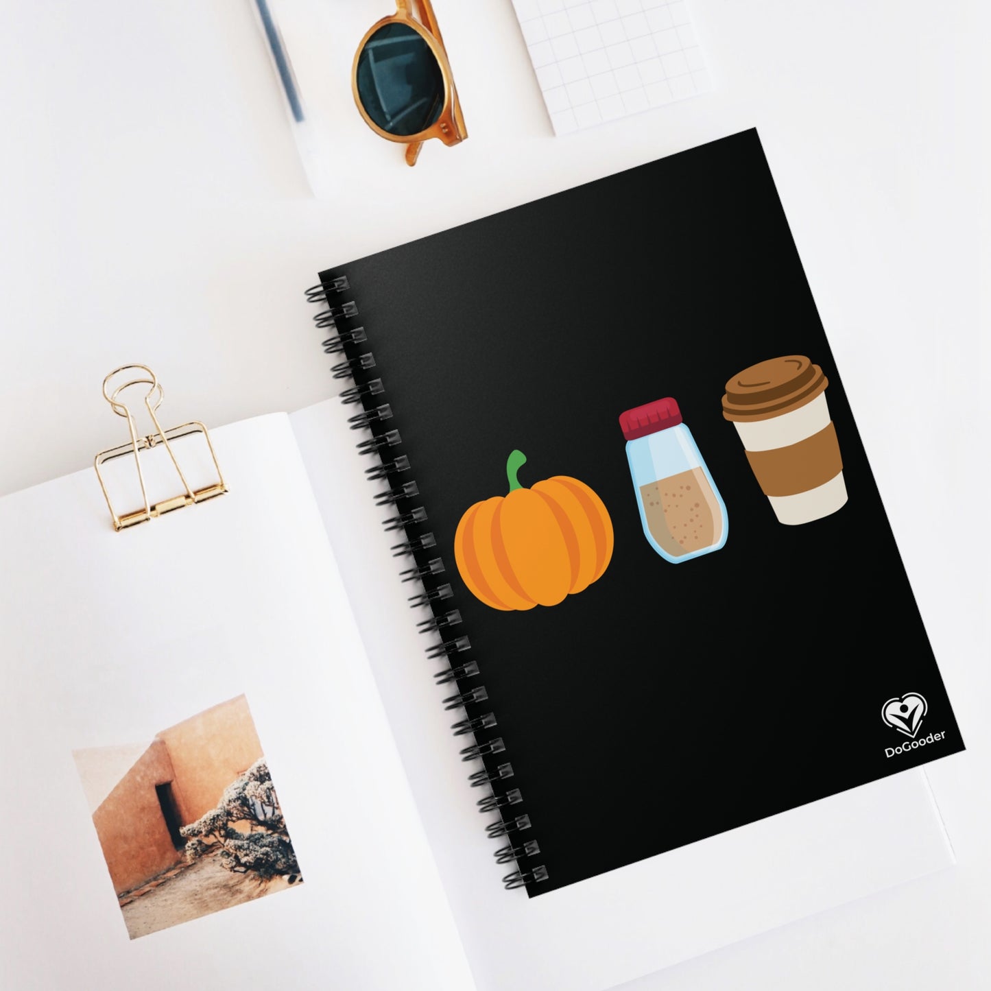 Pumpkin Spice Latte Spiral Notebook - Black