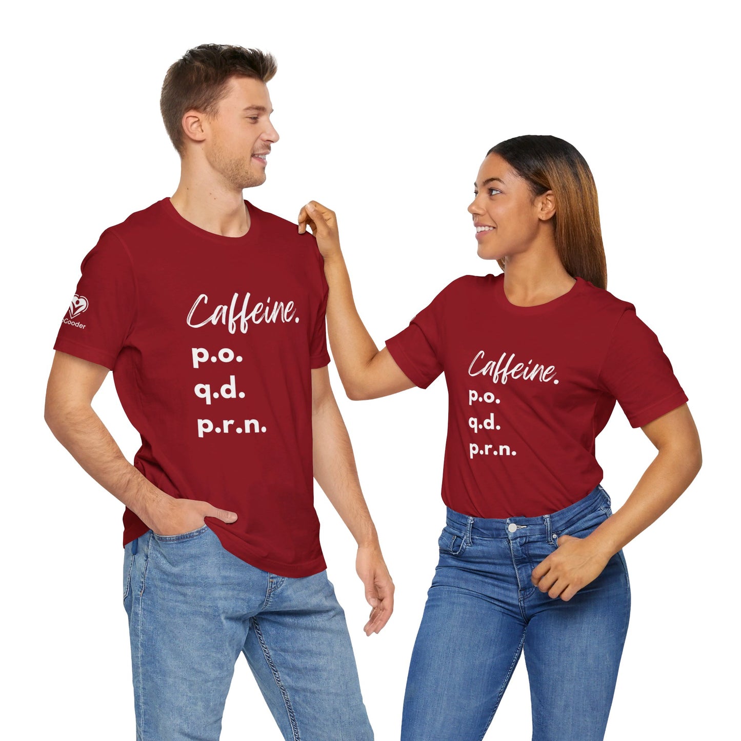 Caffeine Script PO-QD-PRN Extra Soft Unisex Jersey Short Sleeve Tee