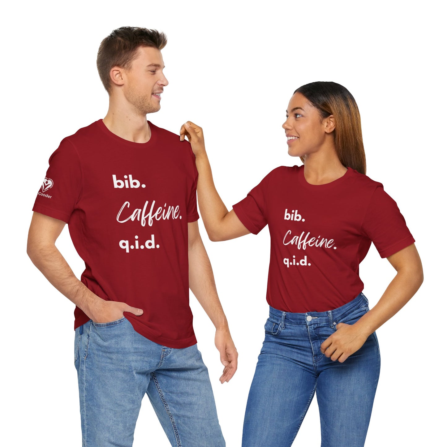 Caffeine Script bib-qid Extra Soft Unisex Jersey Short Sleeve Tee