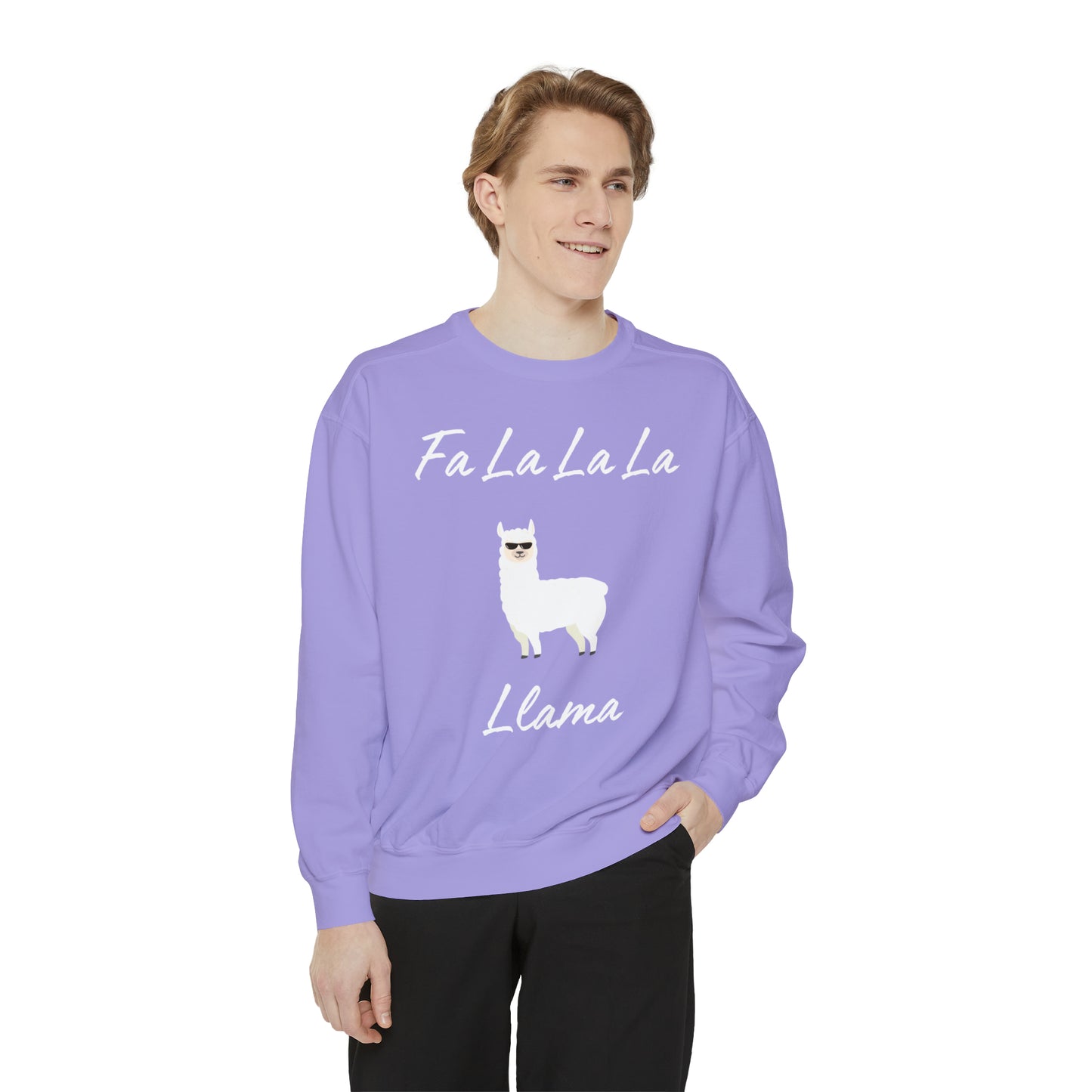 Fa La La La Llama Unisex Garment-Dyed Sweatshirt