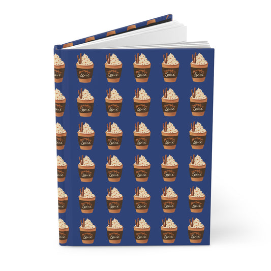 Pumpkin Spice Latte Image Patterned Hardcover Journal Matte - Dark Blue