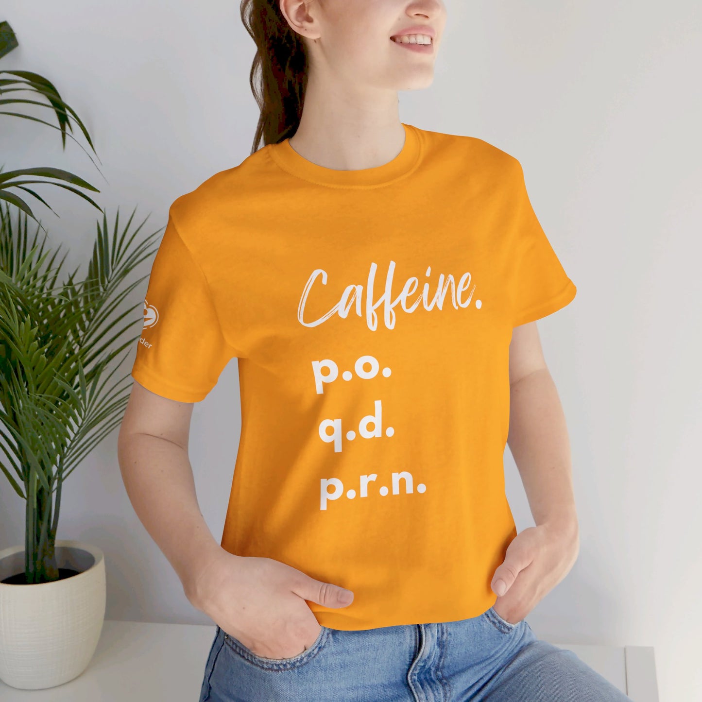 Caffeine Script PO-QD-PRN Extra Soft Unisex Jersey Short Sleeve Tee