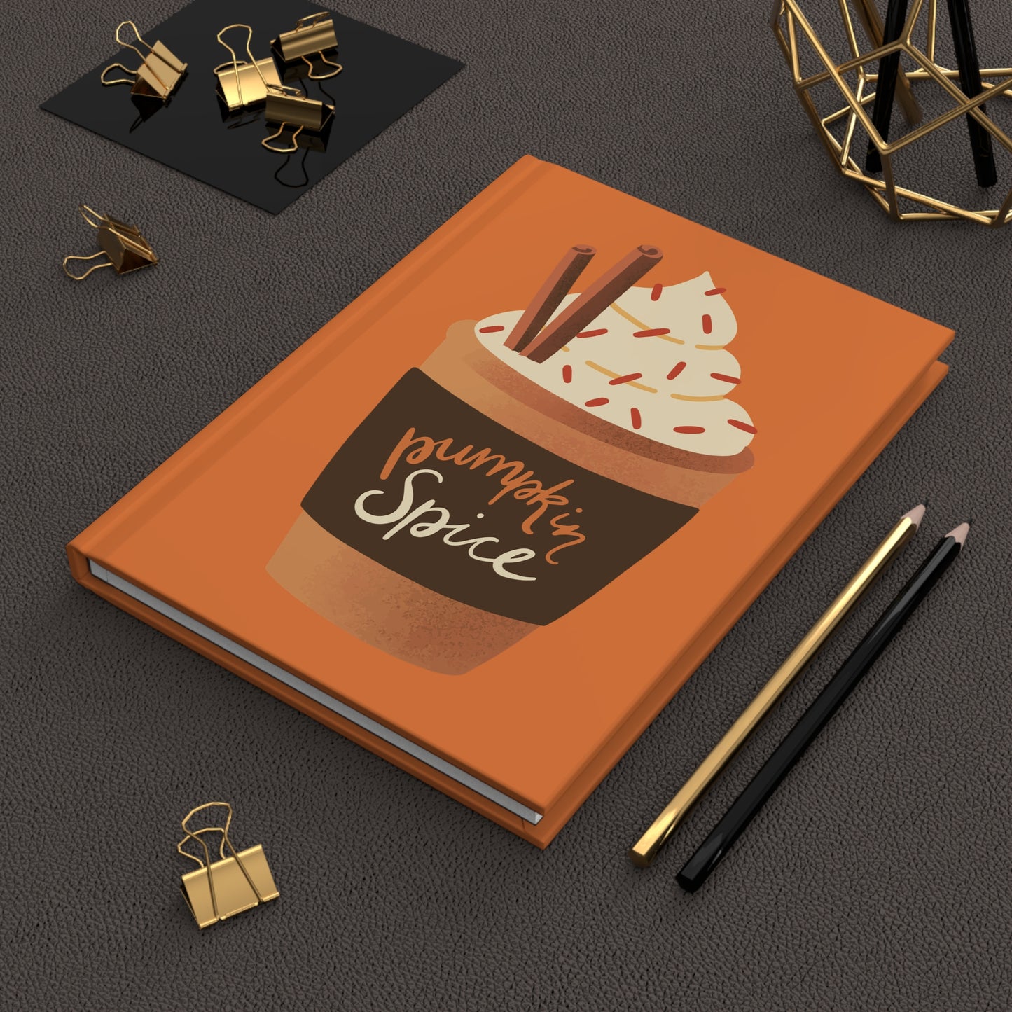 Pumpkin Spice Latte Image Hardcover Journal Matte - Orange