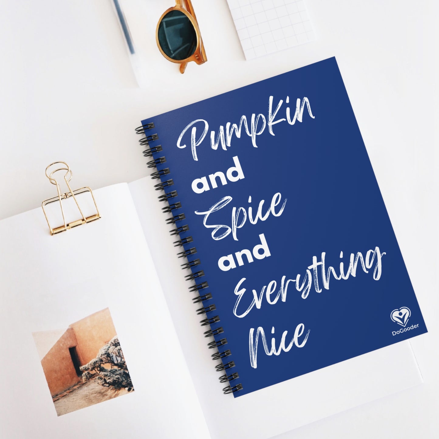 Pumpkin Spice Everything Nice Spiral Notebook - Dark Blue