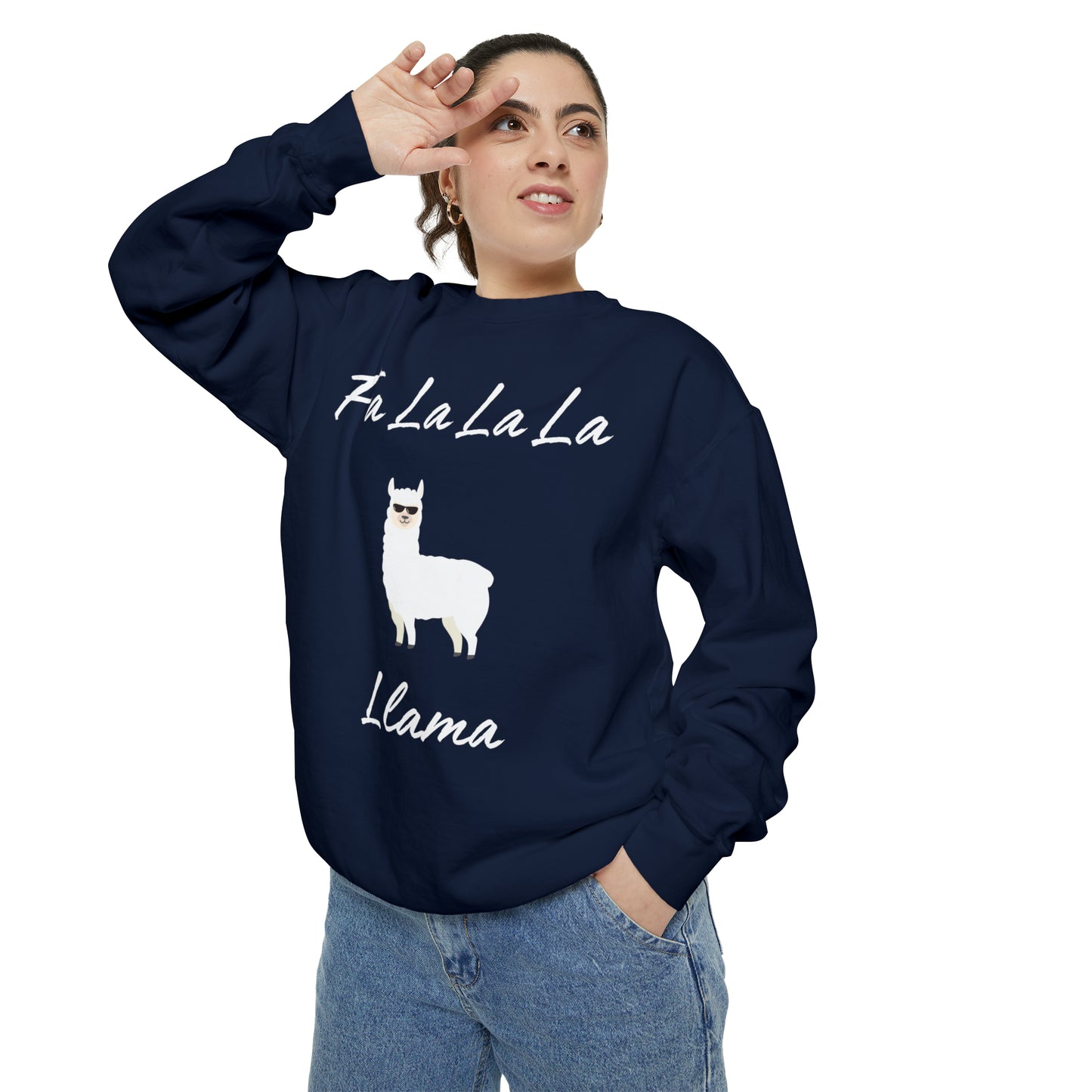 Fa La La La Llama Unisex Garment-Dyed Sweatshirt