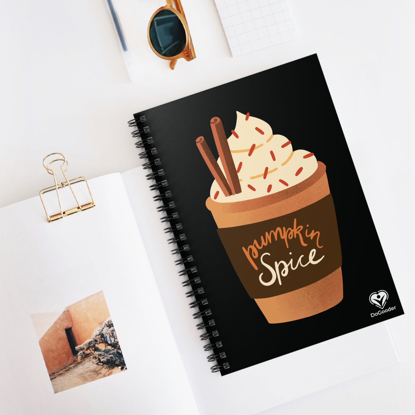 Pumpkin Spice Latte Image Spiral Notebook - Black