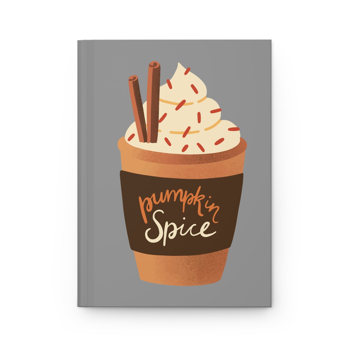 Pumpkin Spice Latte Image Hardcover Journal Matte - Grey