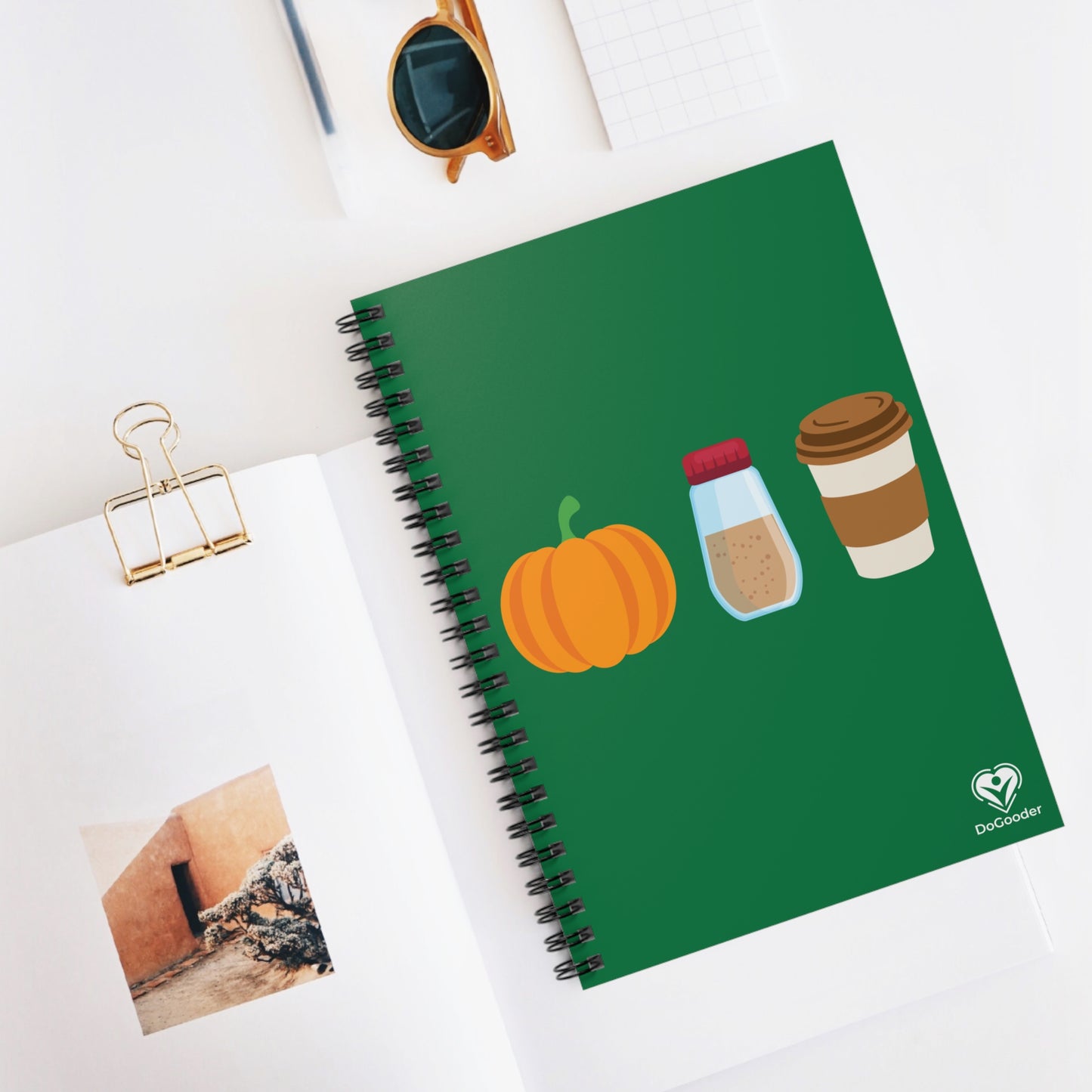 Pumpkin Spice Latte Spiral Notebook - Dark Green