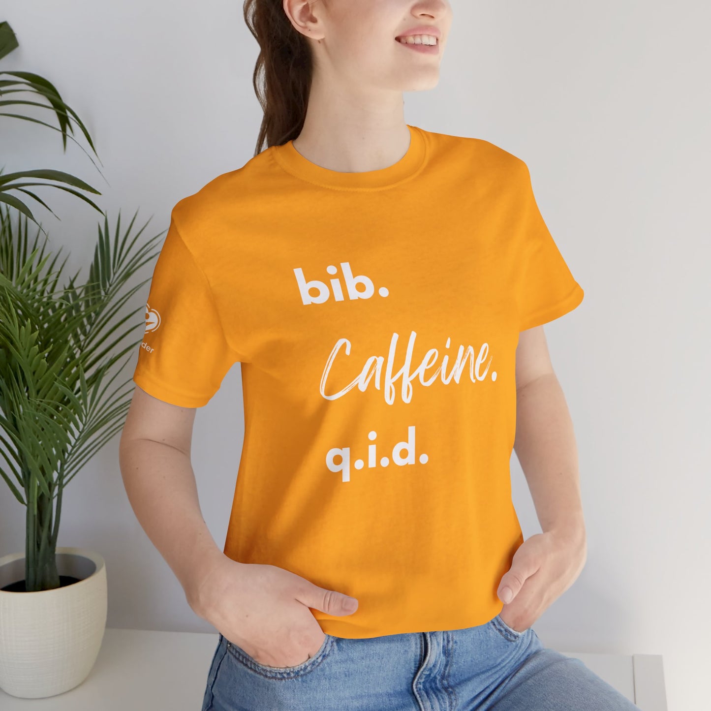 Caffeine Script bib-qid Extra Soft Unisex Jersey Short Sleeve Tee