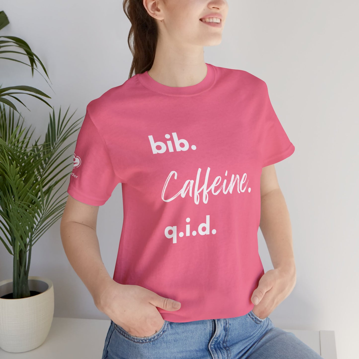 Caffeine Script bib-qid Extra Soft Unisex Jersey Short Sleeve Tee