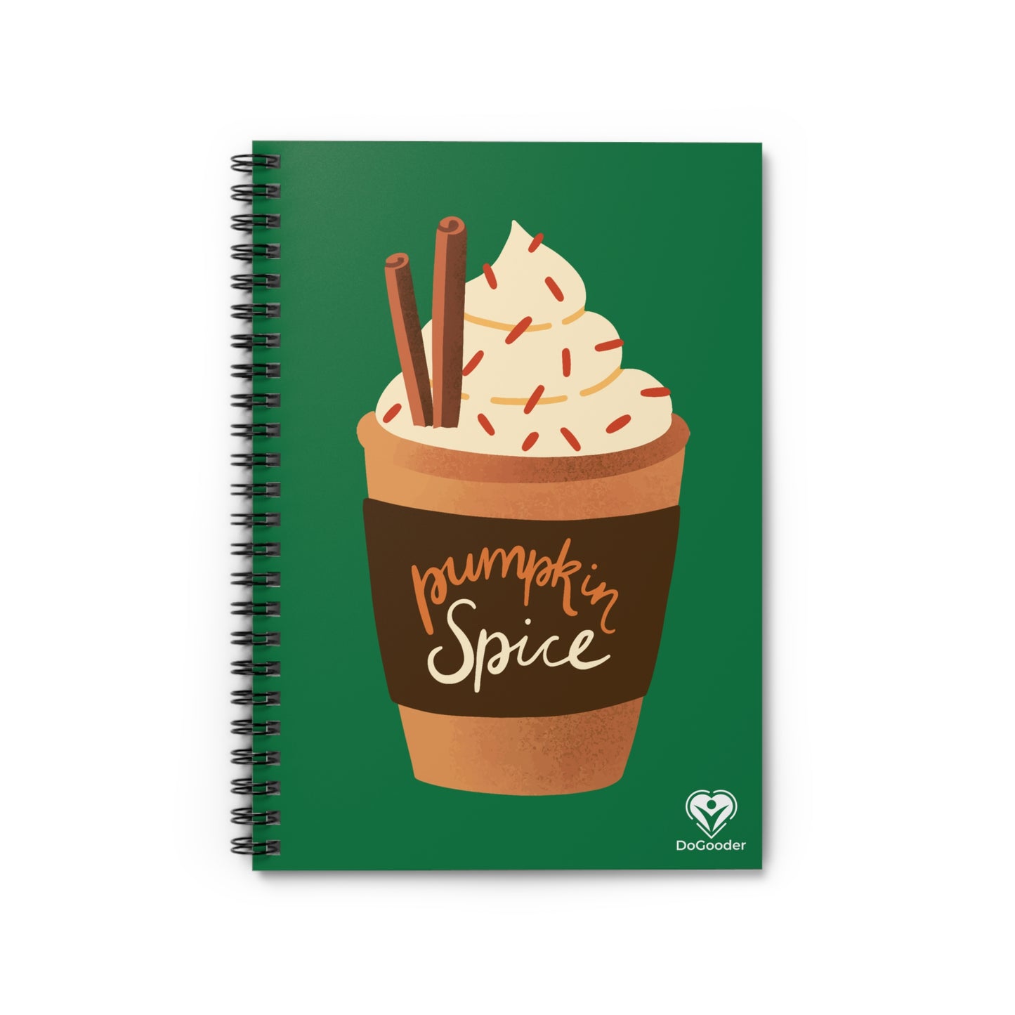 Pumpkin Spice Latte Image Spiral Notebook - Dark Green