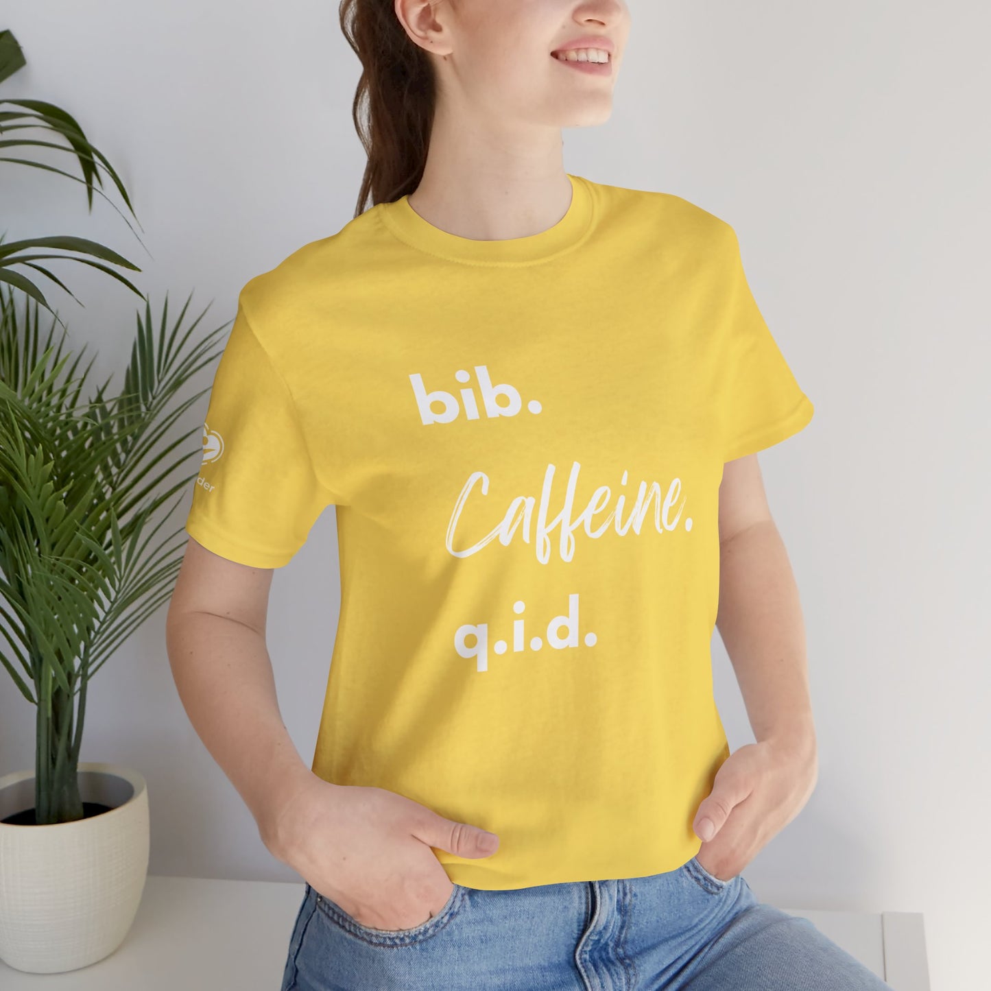 Caffeine Script bib-qid Extra Soft Unisex Jersey Short Sleeve Tee