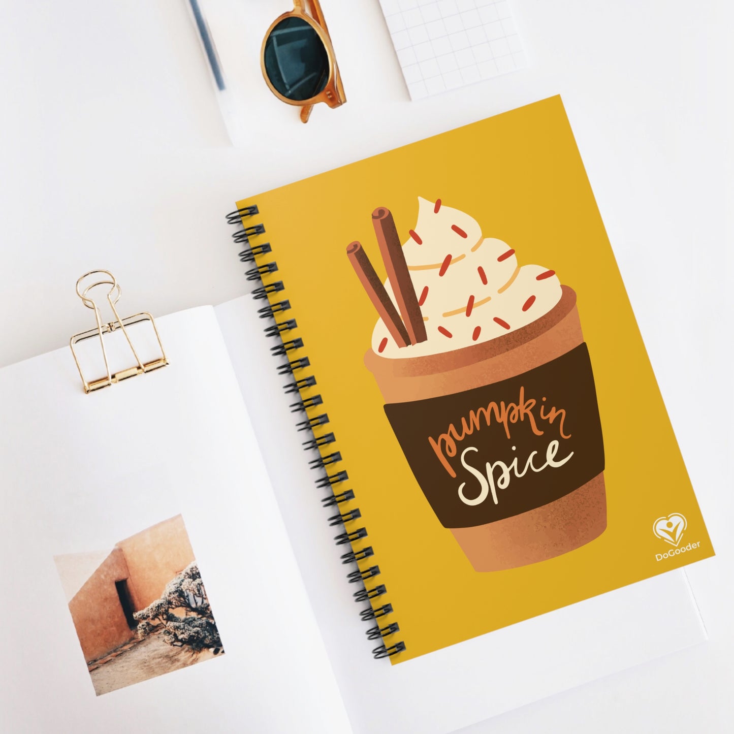 Pumpkin Spice Latte Image Spiral Notebook - Yellow