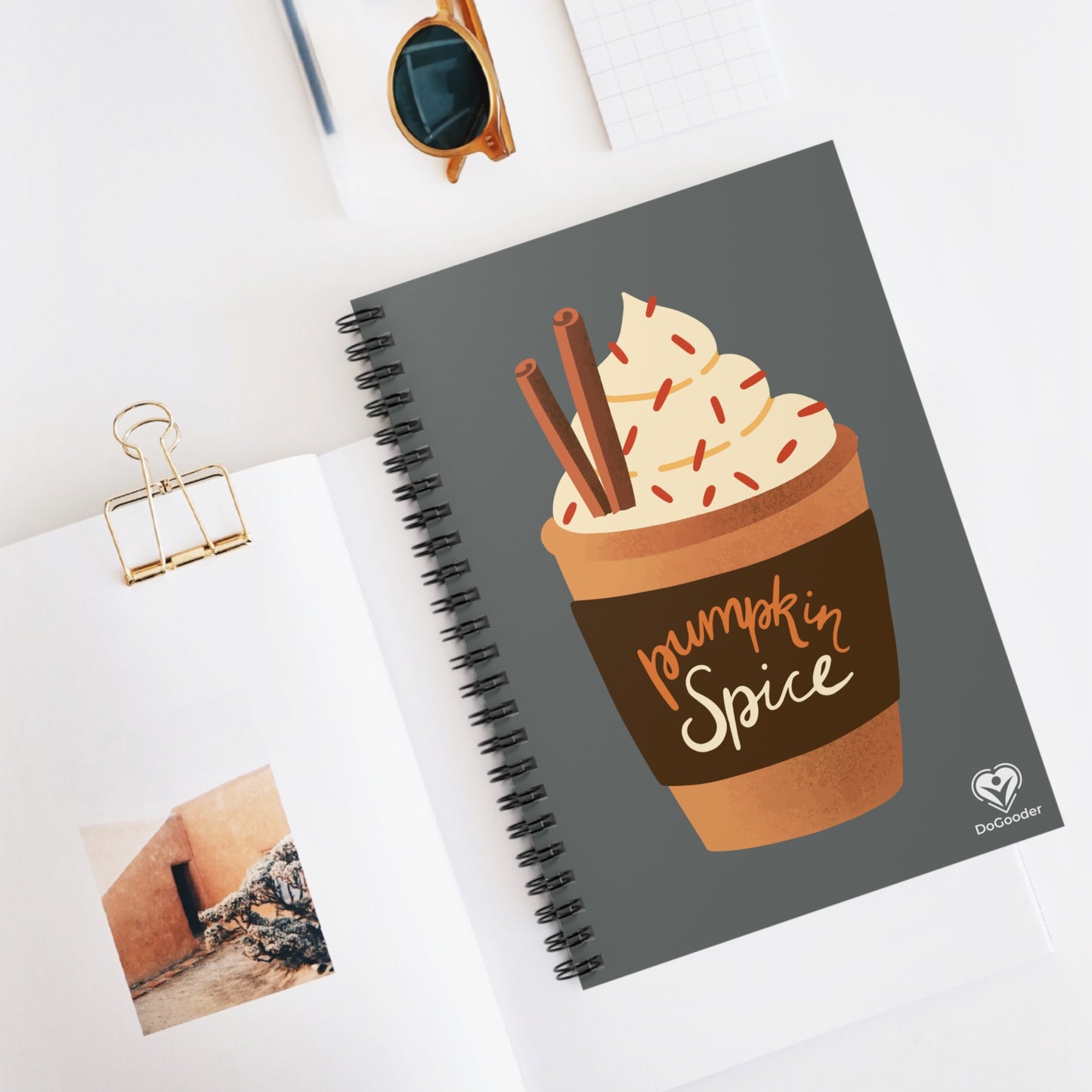 Pumpkin Spice Latte Image Spiral Notebook - Dark Grey