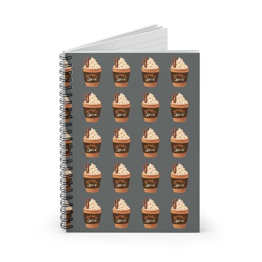 Pumpkin Spice Latte Image Patterned Spiral Notebook - Dark Grey