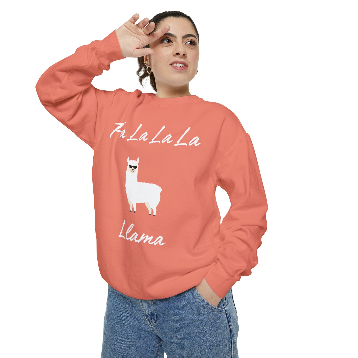 Fa La La La Llama Unisex Garment-Dyed Sweatshirt