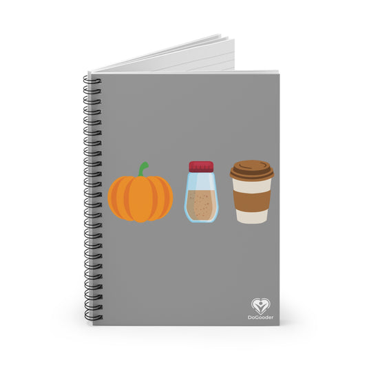 Pumpkin Spice Latte Spiral Notebook - Grey