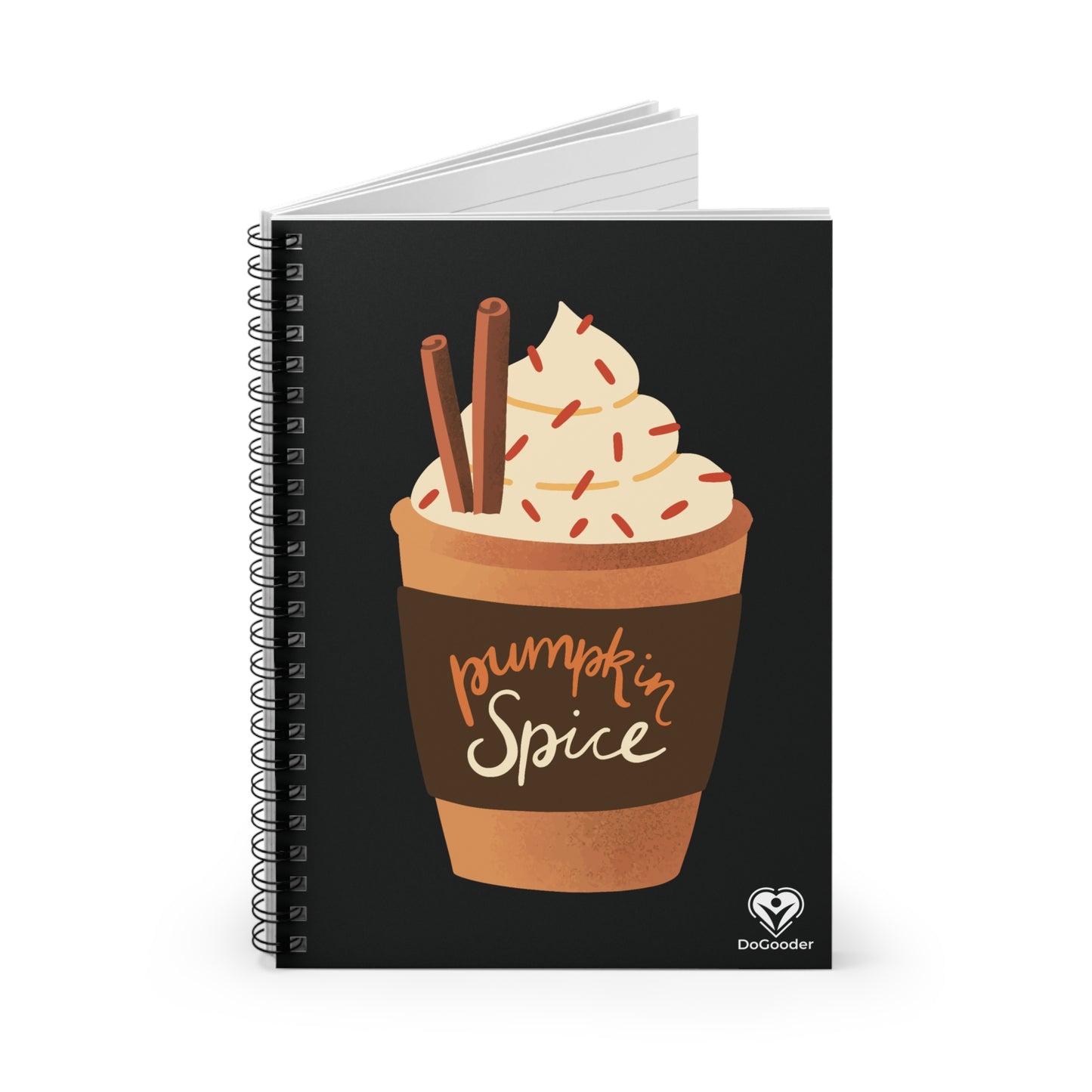 Pumpkin Spice Latte Image Spiral Notebook - Black