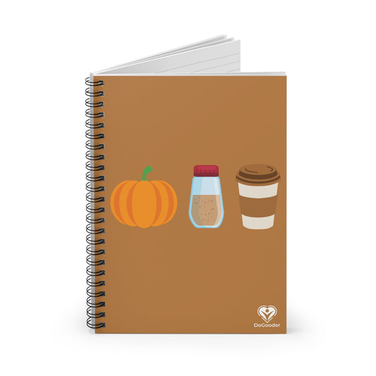 Pumpkin Spice Latte Spiral Notebook - Brown