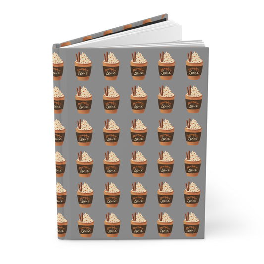 Pumpkin Spice Latte Image Patterned Hardcover Journal Matte - Grey