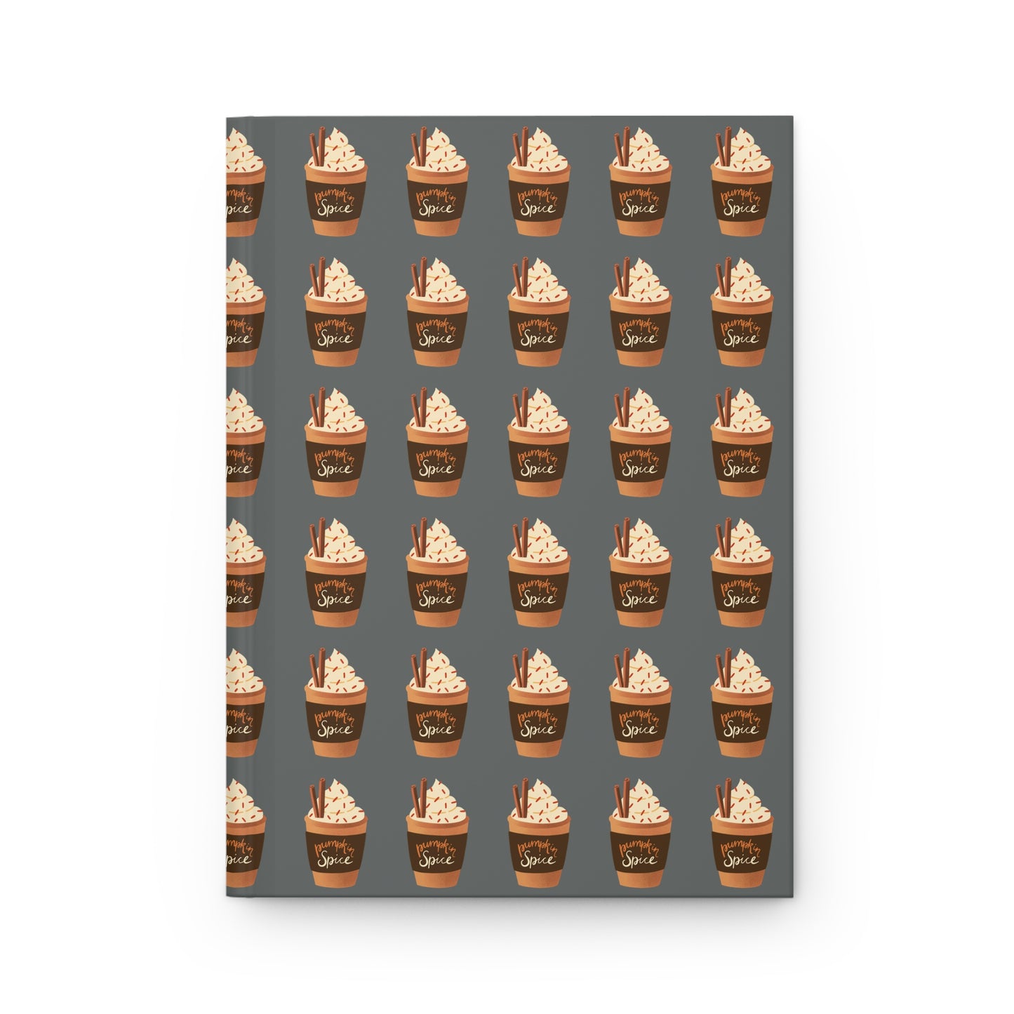 Pumpkin Spice Latte Image Patterned Hardcover Journal Matte - Dark Grey