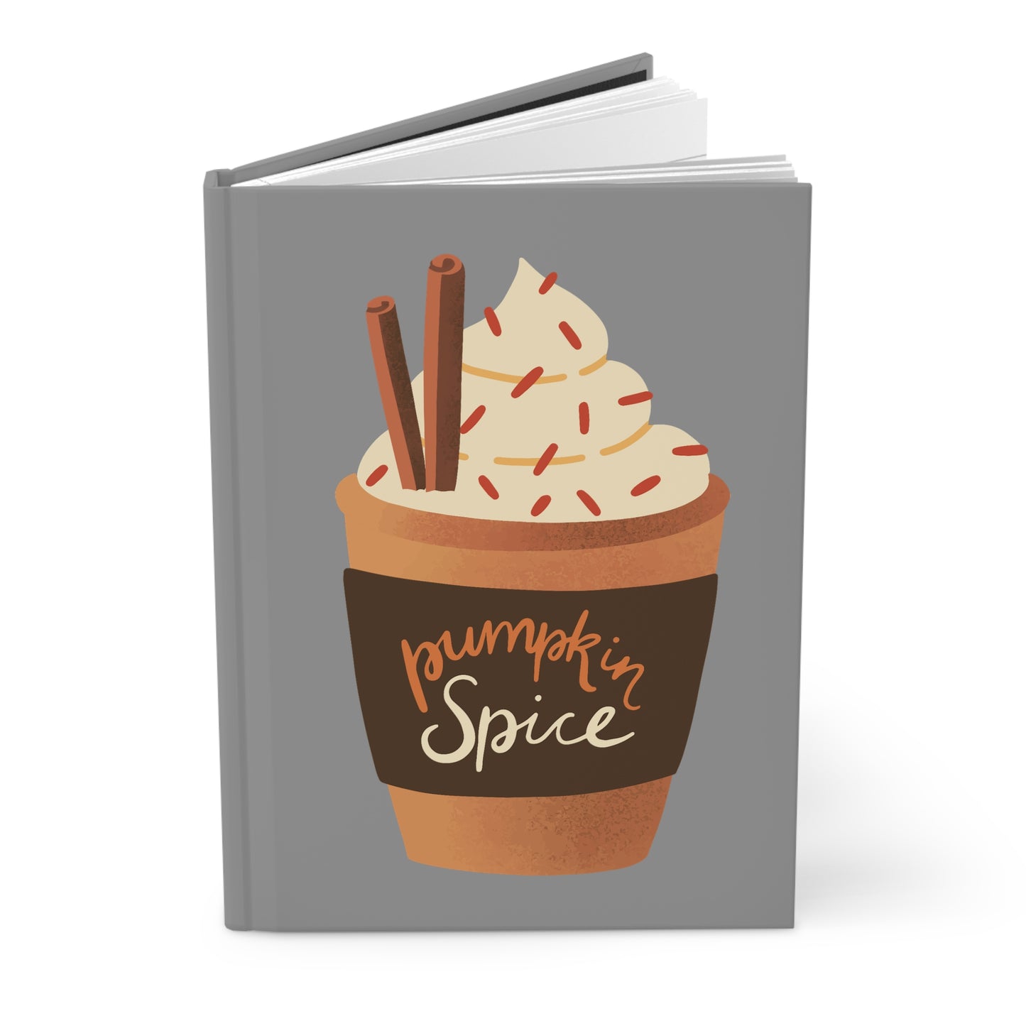 Pumpkin Spice Latte Image Hardcover Journal Matte - Grey