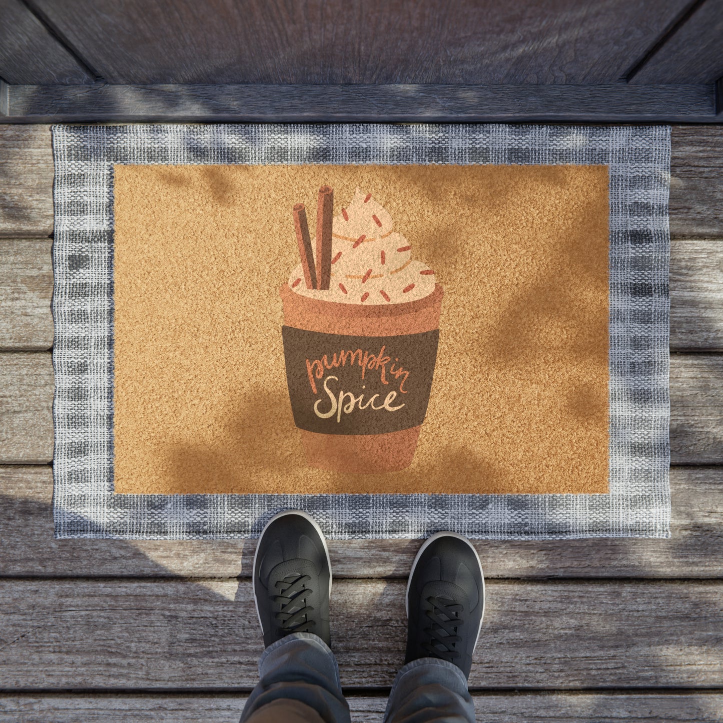 Pumpkin Spice Latte Coir Welcome Mat