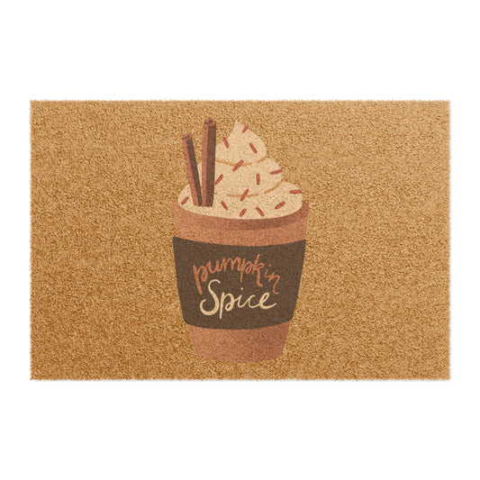 Pumpkin Spice Latte Coir Welcome Mat