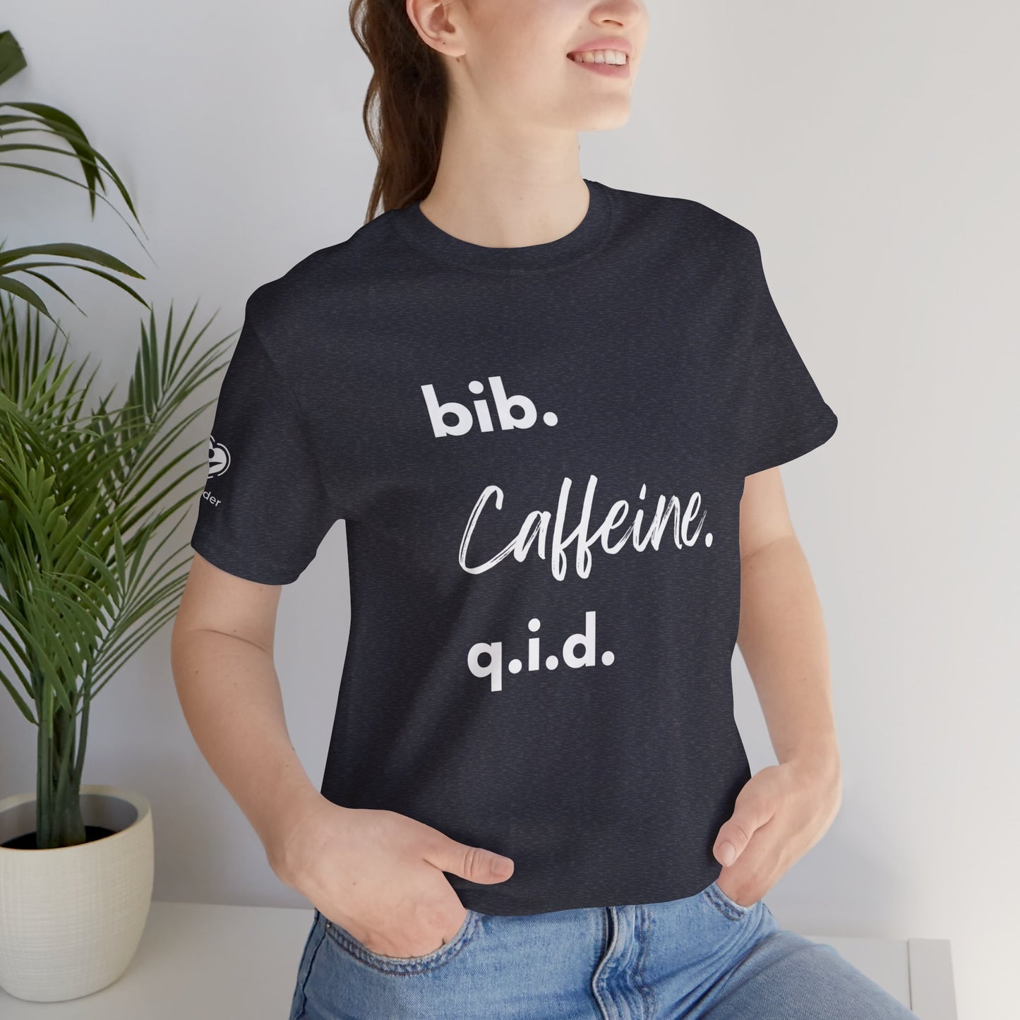 Caffeine Script bib-qid Extra Soft Unisex Jersey Short Sleeve Tee