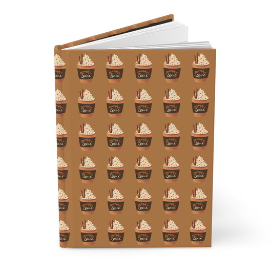 Pumpkin Spice Latte Image Patterned Hardcover Journal Matte - Brown