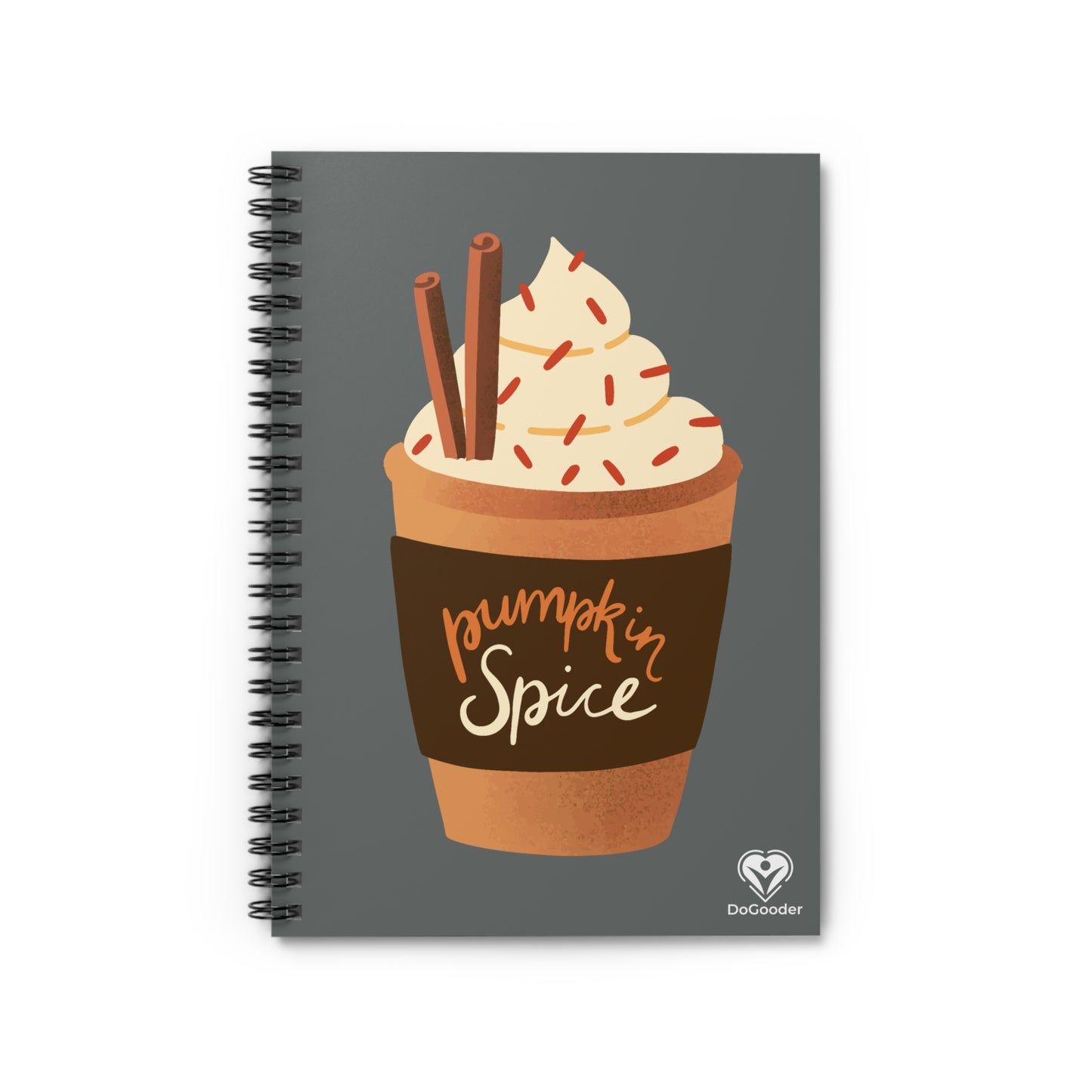 Pumpkin Spice Latte Image Spiral Notebook - Dark Grey