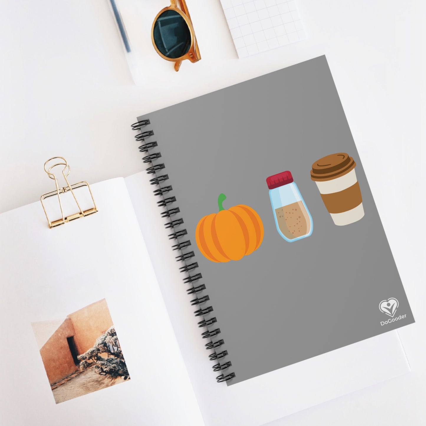 Pumpkin Spice Latte Spiral Notebook - Grey