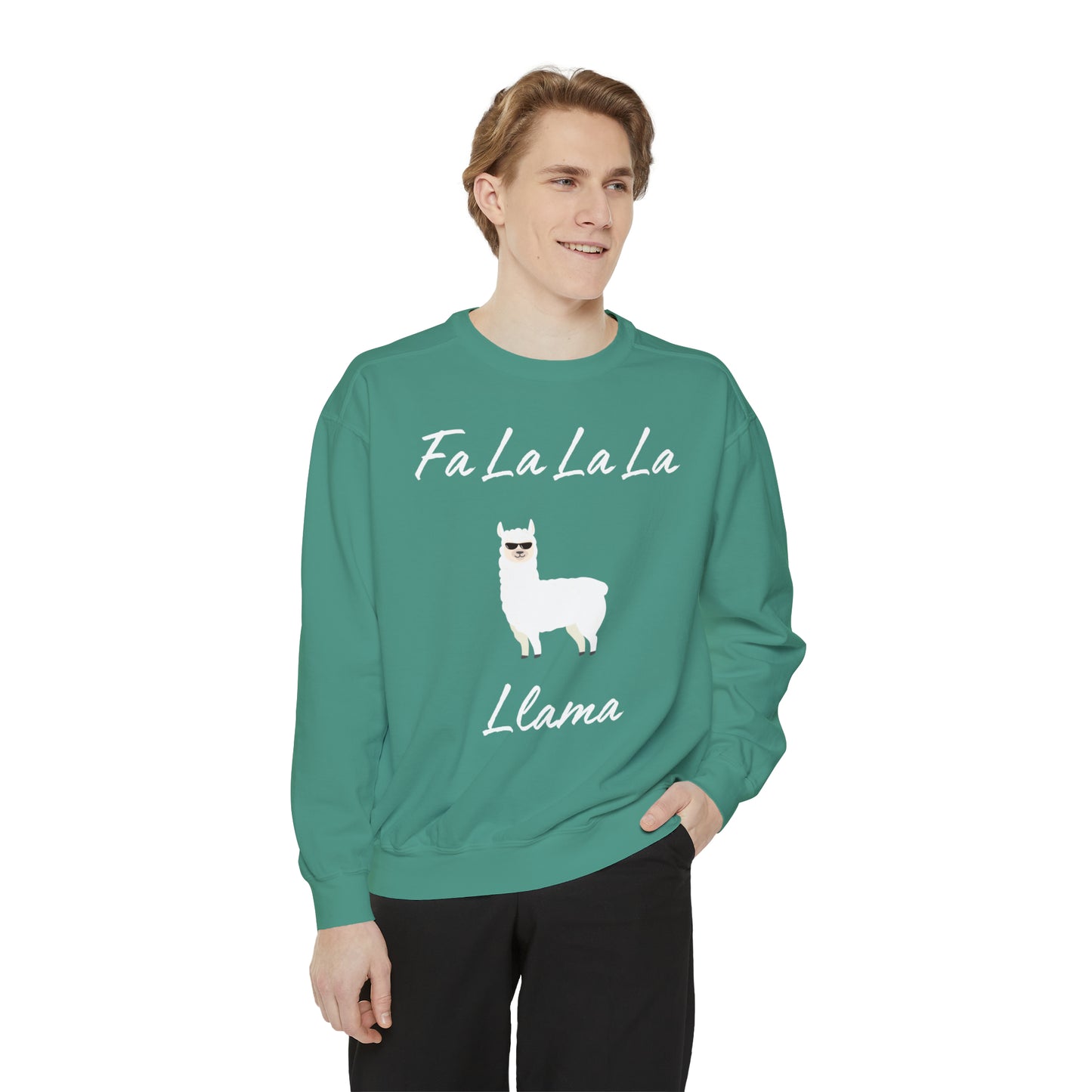 Fa La La La Llama Unisex Garment-Dyed Sweatshirt