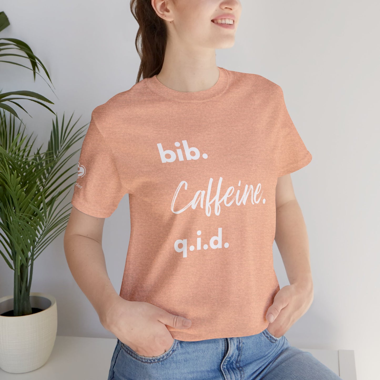 Caffeine Script bib-qid Extra Soft Unisex Jersey Short Sleeve Tee