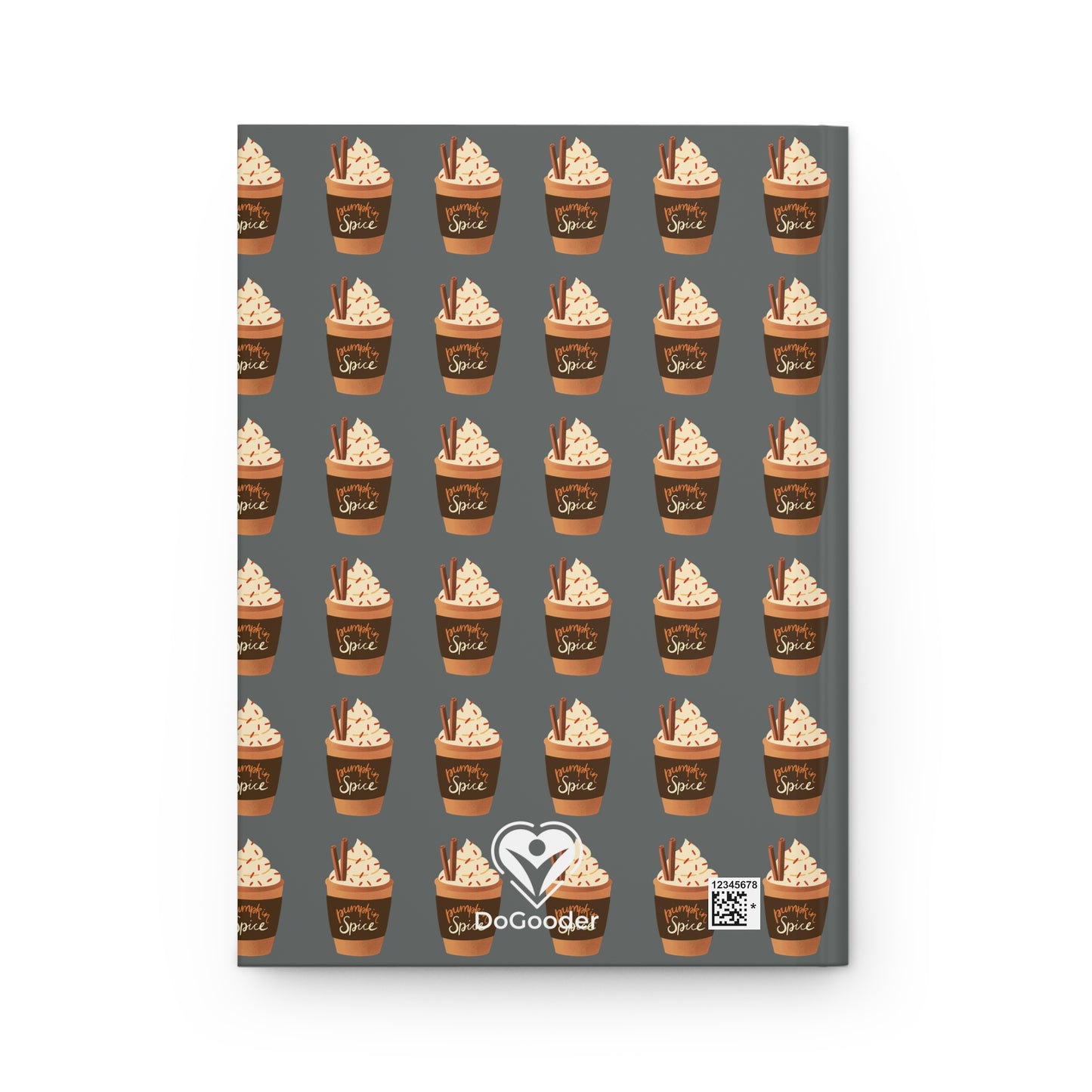 Pumpkin Spice Latte Image Patterned Hardcover Journal Matte - Dark Grey