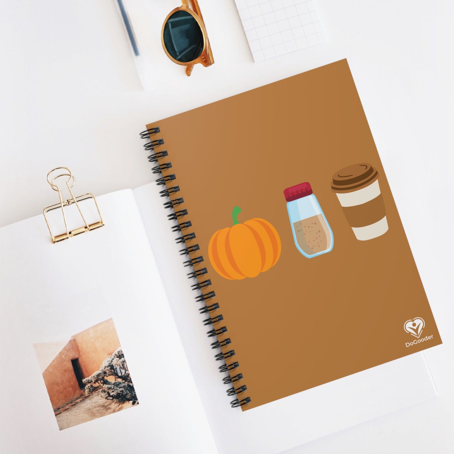 Pumpkin Spice Latte Spiral Notebook - Brown