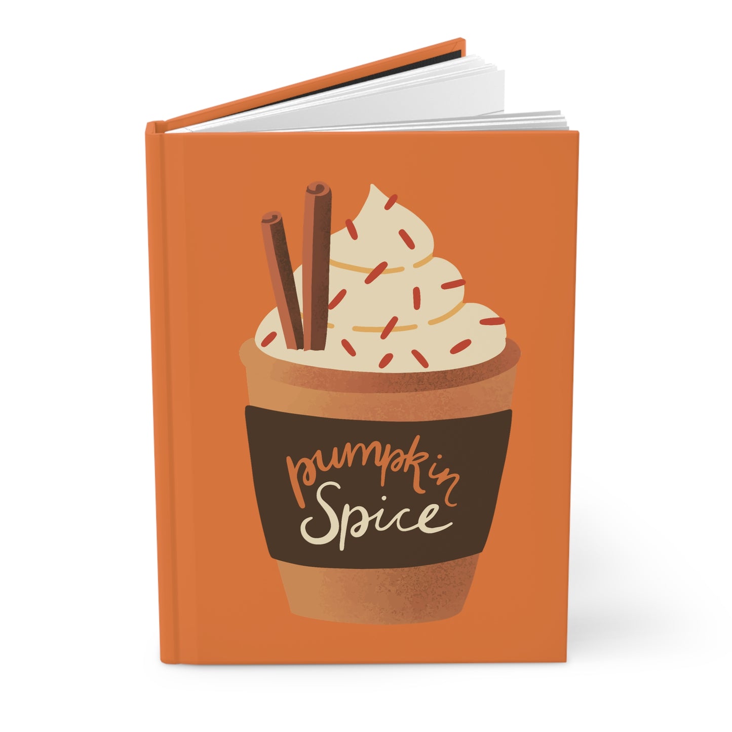 Pumpkin Spice Latte Image Hardcover Journal Matte - Orange