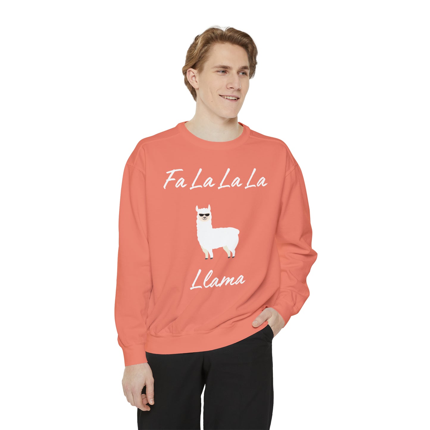 Fa La La La Llama Unisex Garment-Dyed Sweatshirt