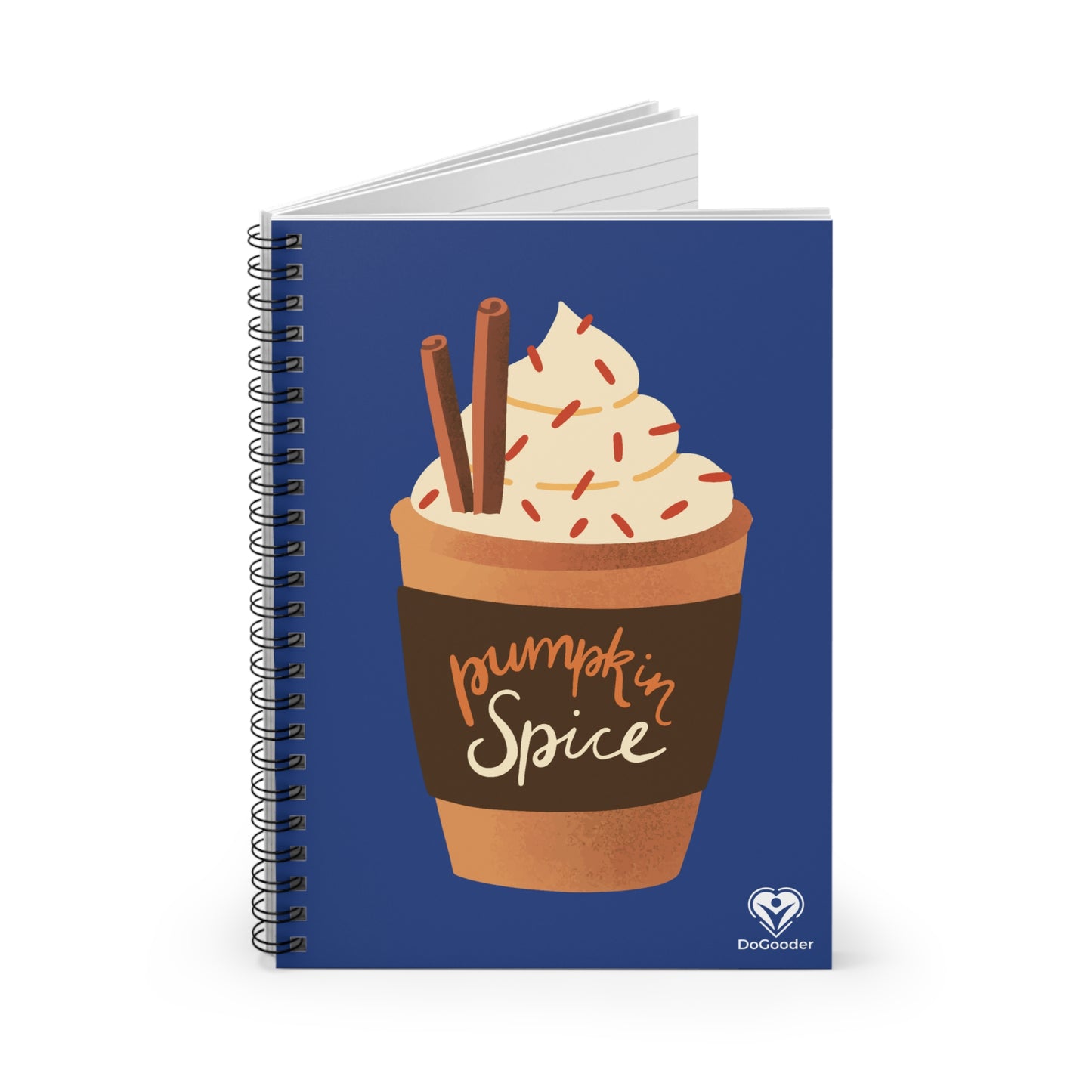 Pumpkin Spice Latte Image Spiral Notebook - Dark Blue