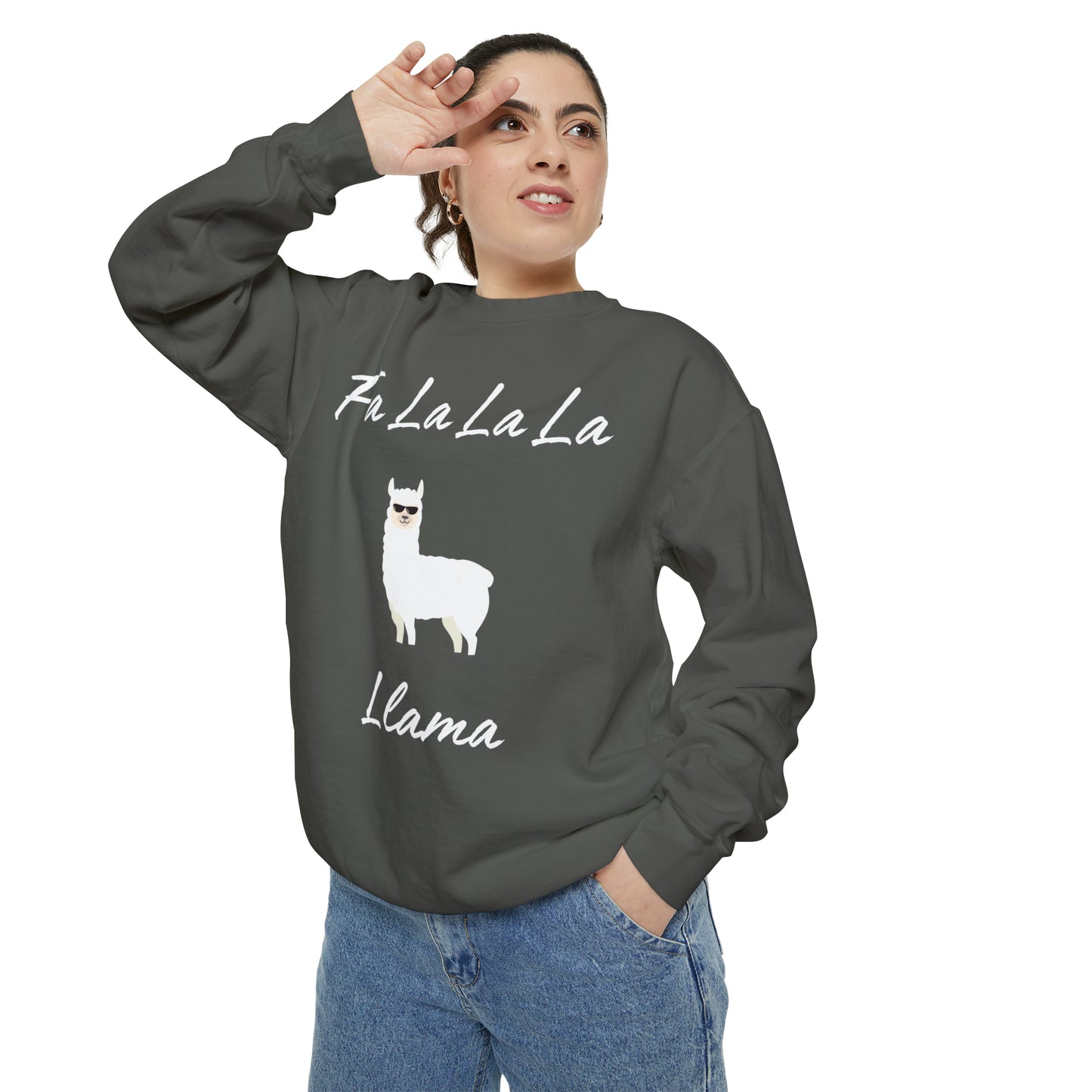 Fa La La La Llama Unisex Garment-Dyed Sweatshirt