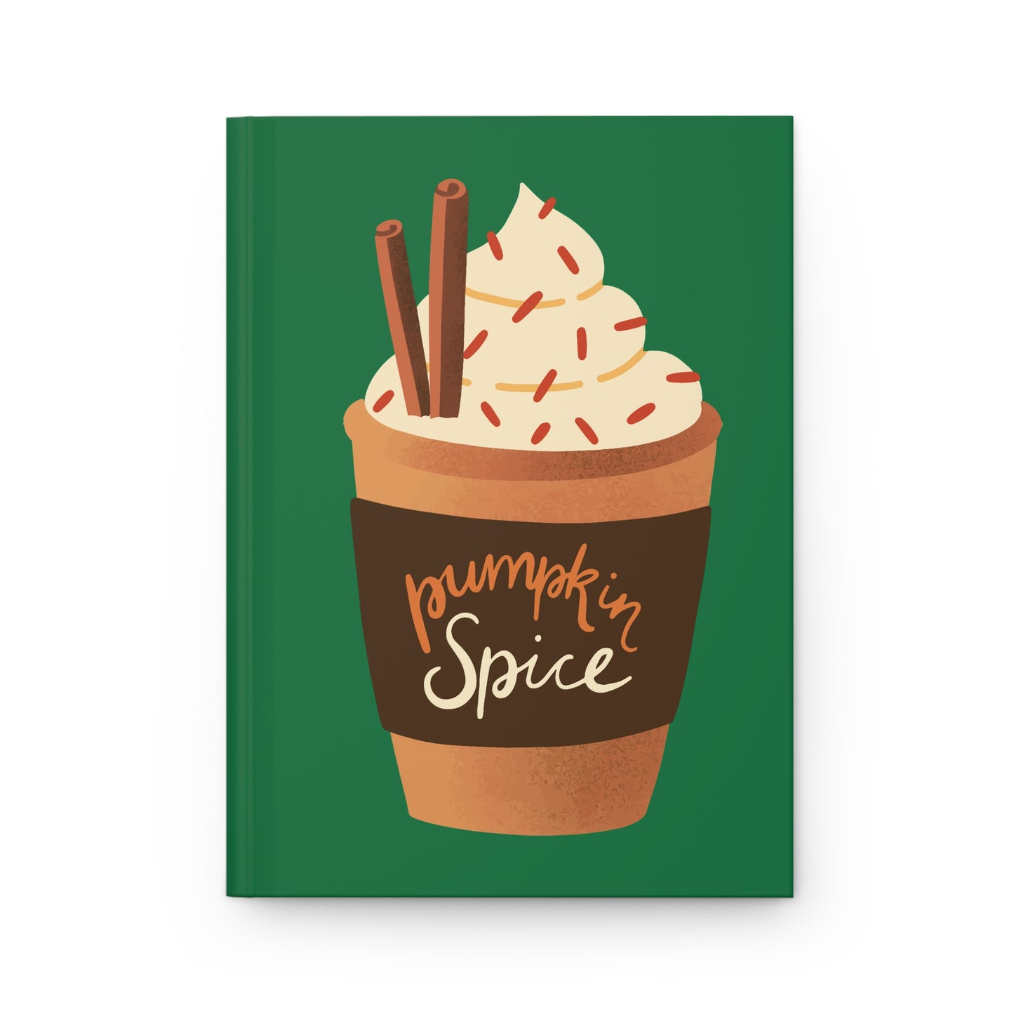 Pumpkin Spice Latte Image Hardcover Journal Matte - Green