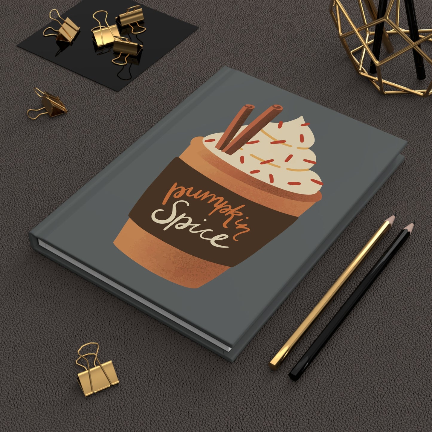 Pumpkin Spice Latte Image Hardcover Journal Matte - Dark Grey